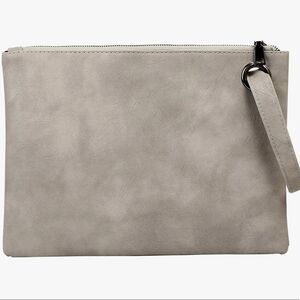 Gray Vegan Leather Wristlet